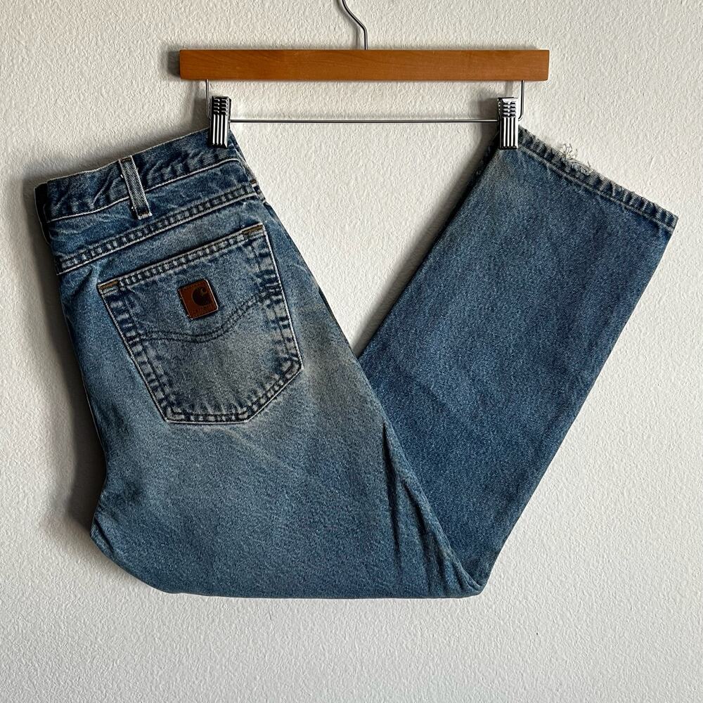Carhartt B17 DST faded blue denim work wear carpenter pants